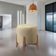 Puff Estofado Decorativo Sala Redondo Luxo Londres Linho Bege