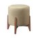 Puff Estofado Decorativo Sala Redondo Luxo Londres Linho Bege
