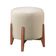 Puff Estofado Decorativo Sala Redondo Luxo Londres Linho marfim