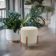 Puff Estofado Decorativo Sala Redondo Luxo Londres Linho marfim