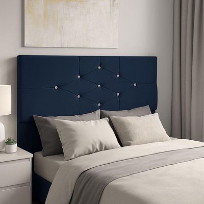 Cabeceira Cama Box Casal 90 Cm Virgínia Suede Azul Marinho