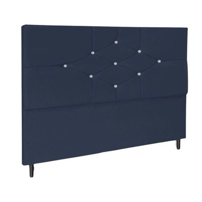 Cabeceira Cama Box Casal 90 Cm Virgínia Suede Azul Marinho