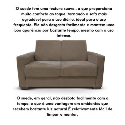 Sofá Estofado 2 Lugares Sala Estar Recepção Mariana Suede capuccino