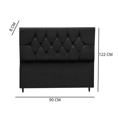 Cabeceira Cama Box Solteiro 90 Cm Geovana Suede Preto