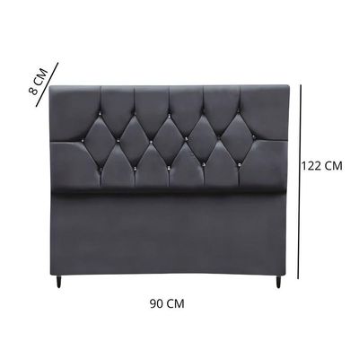 Cabeceira Cama Box Solteiro 90 Cm Geovana Suede Cinza Escuro