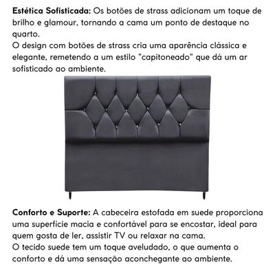 Cabeceira Cama Box Solteiro 90 Cm Geovana Suede Cinza Escuro