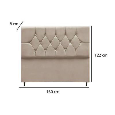 Cabeceira Cama Box Estofada Queen 160 Cm Geovana Suede Bege