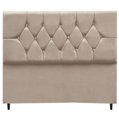 Cabeceira Cama Box Estofada Queen 160 Cm Geovana Suede Bege