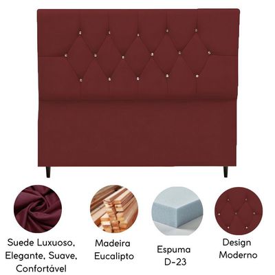 Cabeceira Para Cama Box Estofada Casal 140 Cm Suede Isabela Bordô