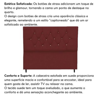 Cabeceira Para Cama Box Estofada Casal 140 Cm Suede Isabela Bordô