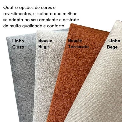Cabeceira Estofada Cama Box Solteiro Com Led Star 90 Cm Bouclé Bege