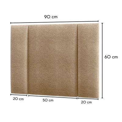 Cabeceira Estofada Cama Box Solteiro Com Led Star 90 Cm Bouclé Bege