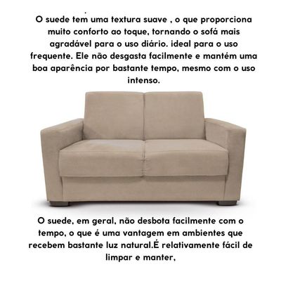 Sofá Estofado 2 Lugares Sala Estar Recepção Gabriela Suede Bege