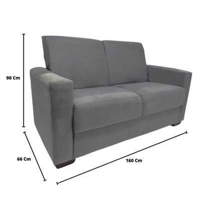 Sofá Estofado 2 Lugares Sala Estar Recepção Mariana Suede Cinza