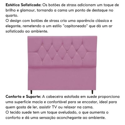 Cabeceira Estofada Cama Box Solteirão 100 Cm Suede Ayla Rosa