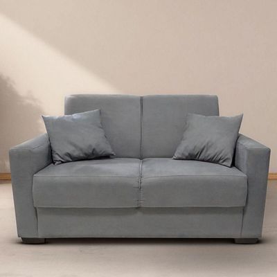Sofá Estofado 2 Lugares Sala Estar Recepção Mariana Suede Cinza