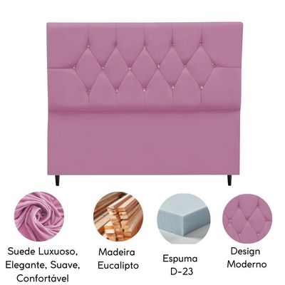 Cabeceira Estofada Cama Box Solteirão 100 Cm Suede Ayla Rosa