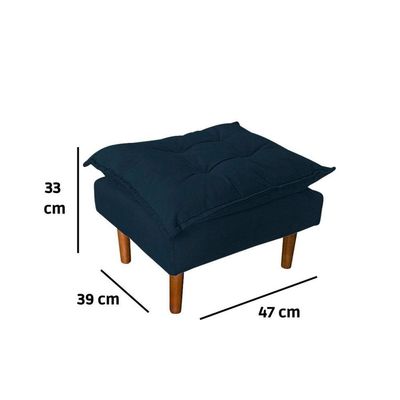 Poltrona De Amamentação Quarto De Bebê Com Puff Melina Suede Azul Marinho