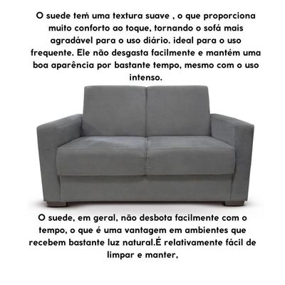 Sofá Estofado 2 Lugares Sala Estar Recepção Mariana Suede Cinza