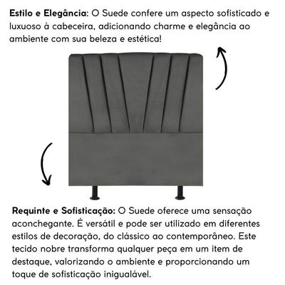 Cabeceira Estofada Cama Box Solteiro 100 Cm Louise Suede Cinza