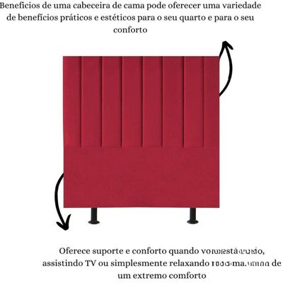 Cabeceira Estofada Cama Solteiro 90 Cm Sophia Carla Suede Vermelho