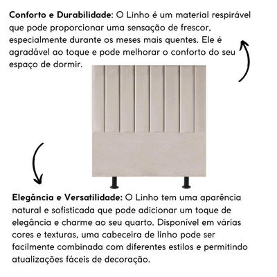 Cabeceira Estofada Cama Casal Box140 Cm Luana Linho E Frame Bege