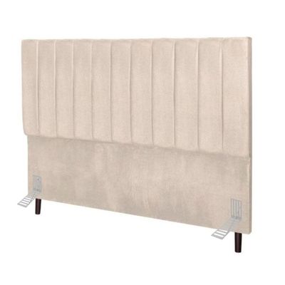 Cabeceira Estofada Cama Casal Box140 Cm Luana Linho E Frame Bege