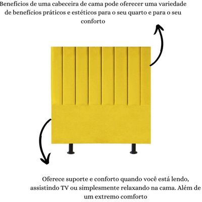 Cabeceira Estofada Cama Box Casal 140 Cm Sophia Carla Suede Amarelo