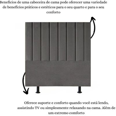 Cabeceira Estofada Cama Box Casal 140 Cm Sophia Carla Suede Cinza Escuro
