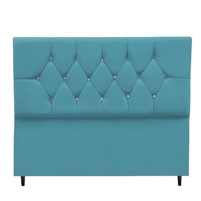 Cabeceira Estofada Cama Box Solteirão 100 Cm Suede Ayla Azul Turquesa