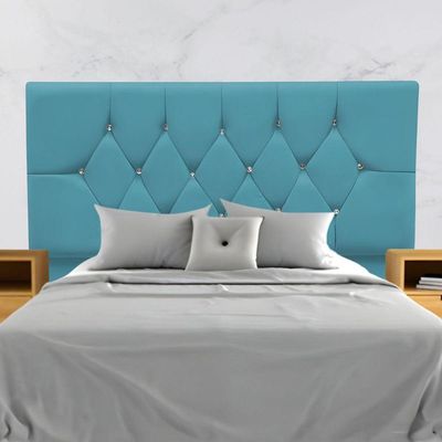 Cabeceira Estofada Cama Box Solteirão 100 Cm Suede Ayla Azul Turquesa