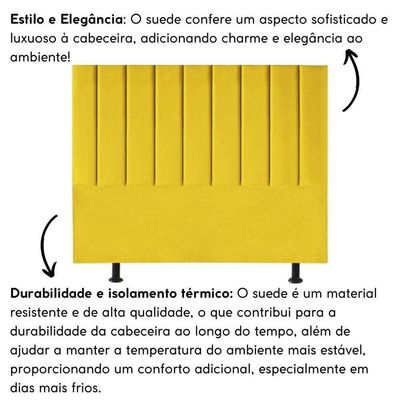 Cabeceira Estofada Cama Box Solteiro 90 Cm Laura Suede Amarelo
