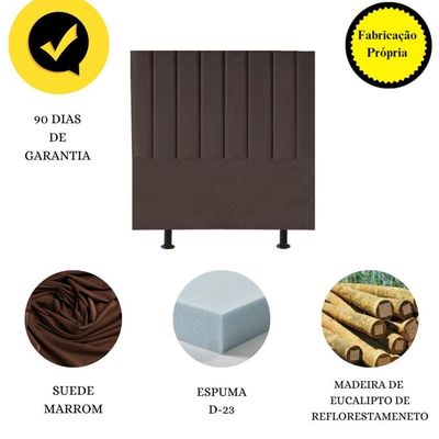 Cabeceira Estofada Cama Box Solteiro 90 Cm Maria Suede Marrom