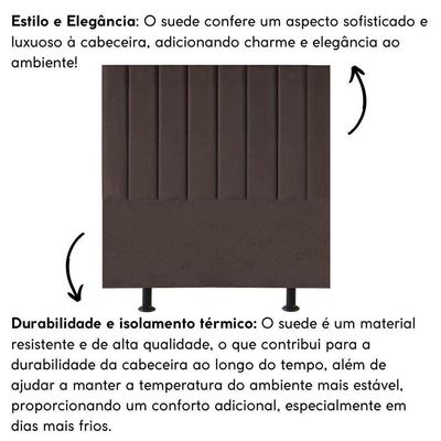 Cabeceira Estofada Cama Box Solteiro 90 Cm Maria Suede Marrom