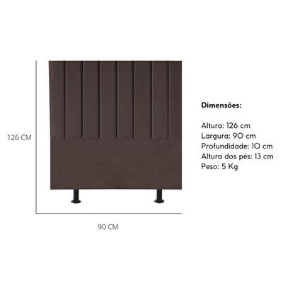 Cabeceira Estofada Cama Box Solteiro 90 Cm Maria Suede Marrom