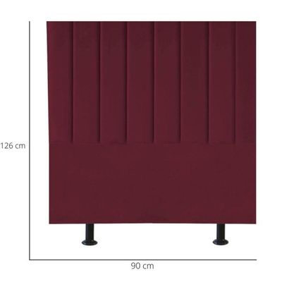 Cabeceira Estofada Cama Solteiro 90 Cm Sophia Carla Suede Bordô