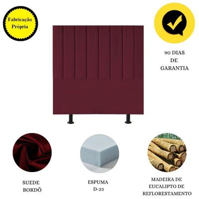Cabeceira Estofada Cama Solteiro 90 Cm Sophia Carla Suede Bordô