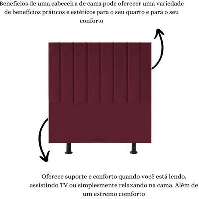 Cabeceira Estofada Cama Solteiro 90 Cm Sophia Carla Suede Bordô