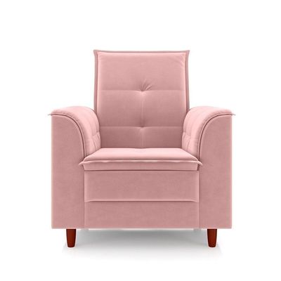 Poltrona Para Sala Confortável Decorativa Londres Suede Rosa