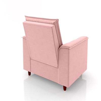 Poltrona Para Sala Confortável Decorativa Londres Suede Rosa