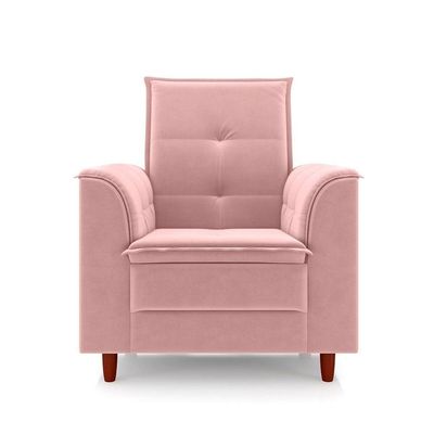 Kit Poltrona E Puff Amamentação Confortável Luma Veludo Rosa
