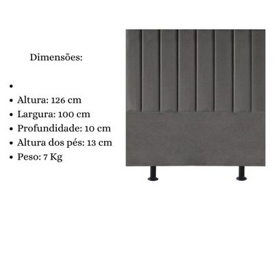 Cabeceira De Cama Solteiro Box 100 Cm Karla Carla Suede Cinza Escuro