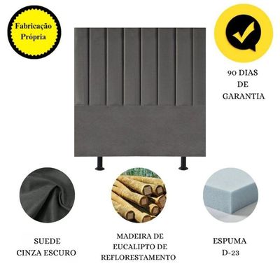 Cabeceira De Cama Solteiro Box 100 Cm Karla Carla Suede Cinza Escuro