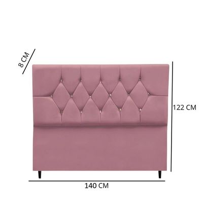 Cabeceira Cama Box Estofada Casal 140 Cm Geovana Suede Rosê