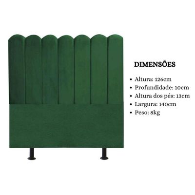 Cabeceira Nuvem Cama Box Casal 140 Cm Alanis Suede Verde