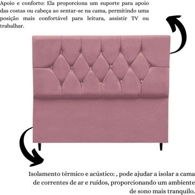 Cabeceira Cama Box Estofada Casal 140 Cm Geovana Suede Rosê