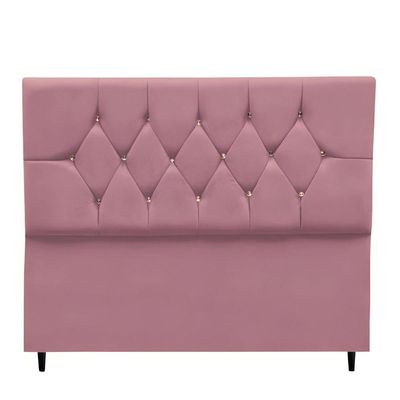Cabeceira Cama Box Estofada Casal 140 Cm Geovana Suede Rosê