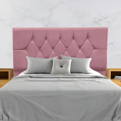 Cabeceira Cama Box Estofada Casal 140 Cm Geovana Suede Rosê