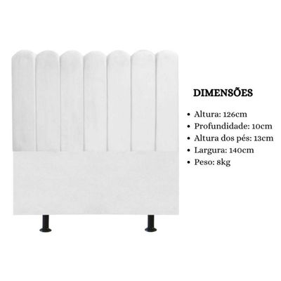 Cabeceira Nuvem Cama Box Casal 140 Cm Alanis Suede Branco