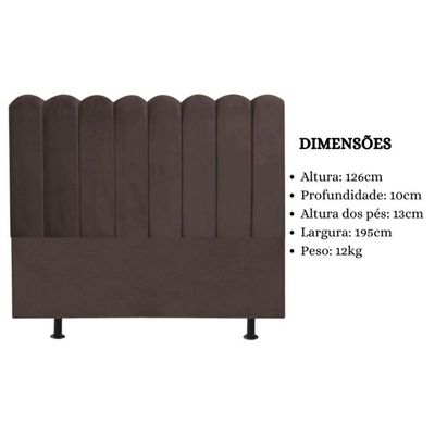 Cabeceira Nuvem Cama Box King 195 Cm Alanis Suede Marrom